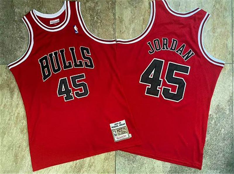 Bulls 45 Michael Jordan Red 1994 95 Hardwood Classics Jersey