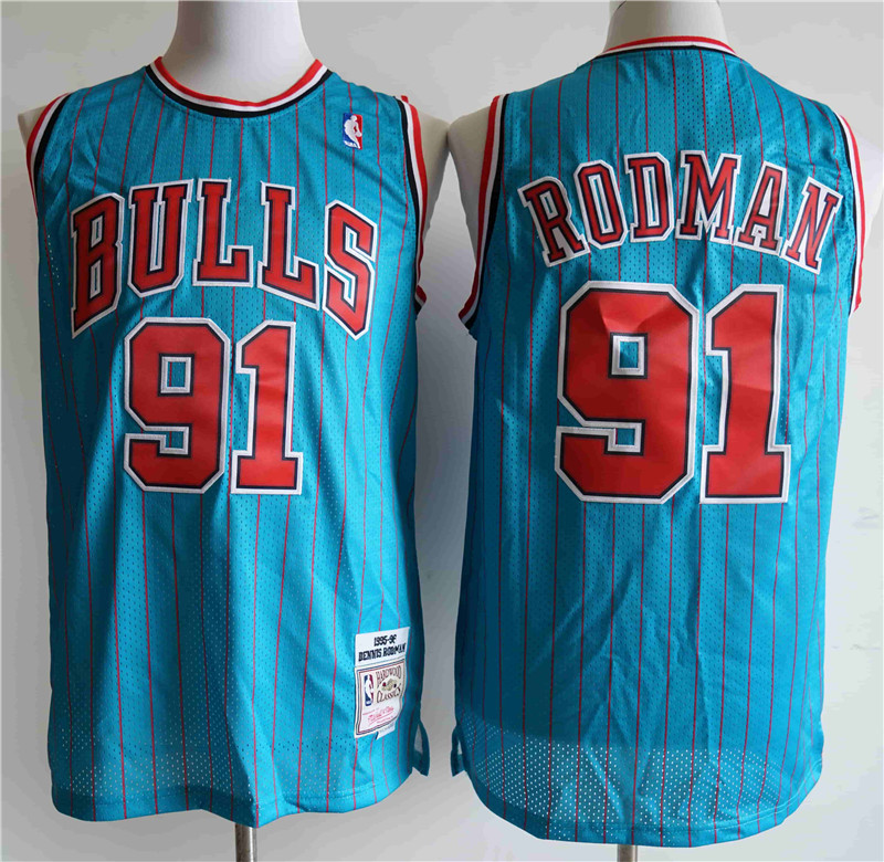 Bulls 91 Dennis Rodman Blue 1995 96 Hardwood Classics Swingman Jersey