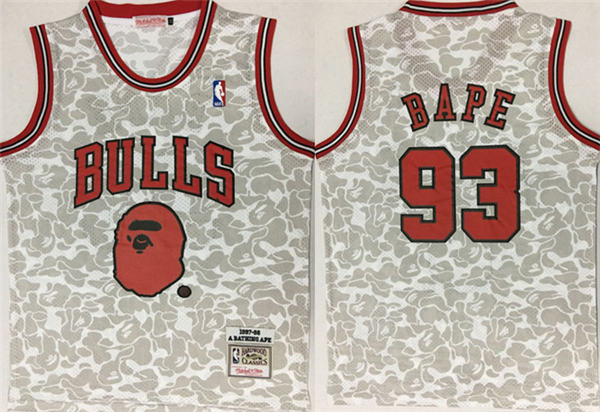 Bulls 93 Bape Gray 1997 98 Hardwood Classics Jersey