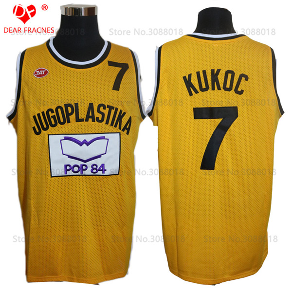CROATIA #7 Toni Kukoc Jersey Jugoplastika Yugoslavia European Mens Cheap Throwback Basketball Jersey Stitched Yellow Retro Shirt