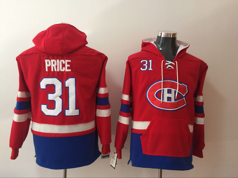 Canadiens 31 Carey Price Red All Stitched Hooded Sweatshirt