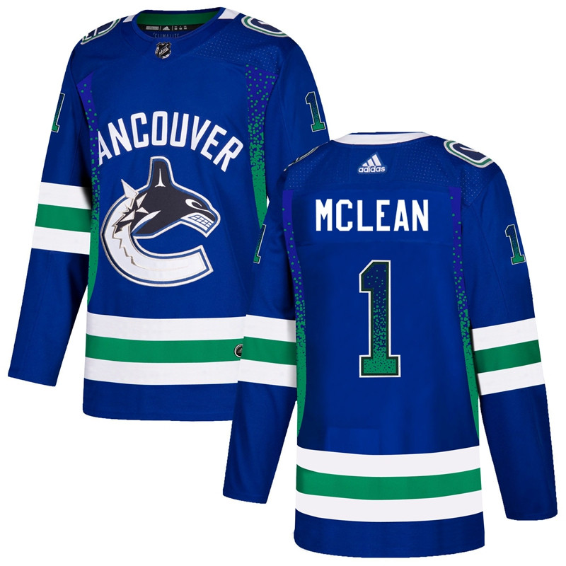 Canucks 1 Kirk McLean Blue Drift Fashion  Jersey