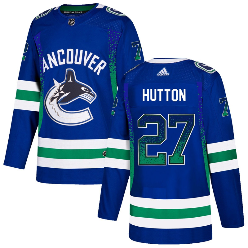 Canucks 27 Ben Hutton Blue Drift Fashion  Jersey