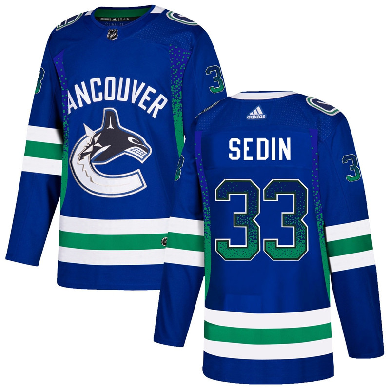 Canucks 33 Henrik Sedin Blue Drift Fashion  Jersey