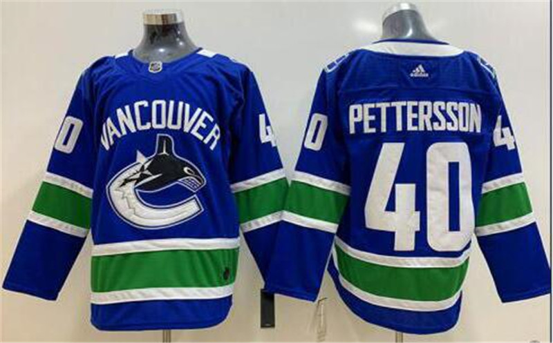 Canucks 40 Elias Pettersson Blue Adidas Jersey