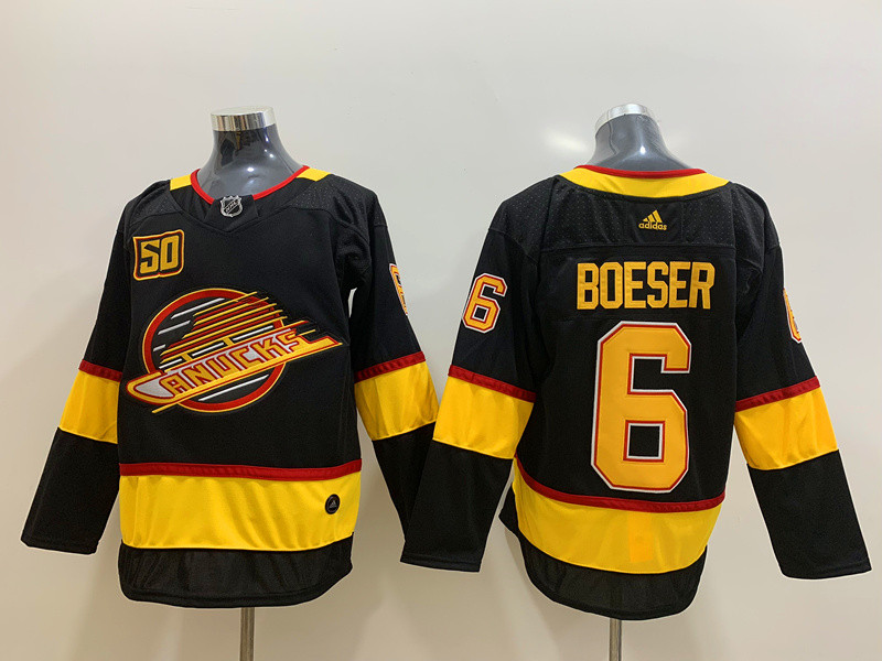 Canucks 6 Brock Boeser Black 50th Season Adidas Jersey