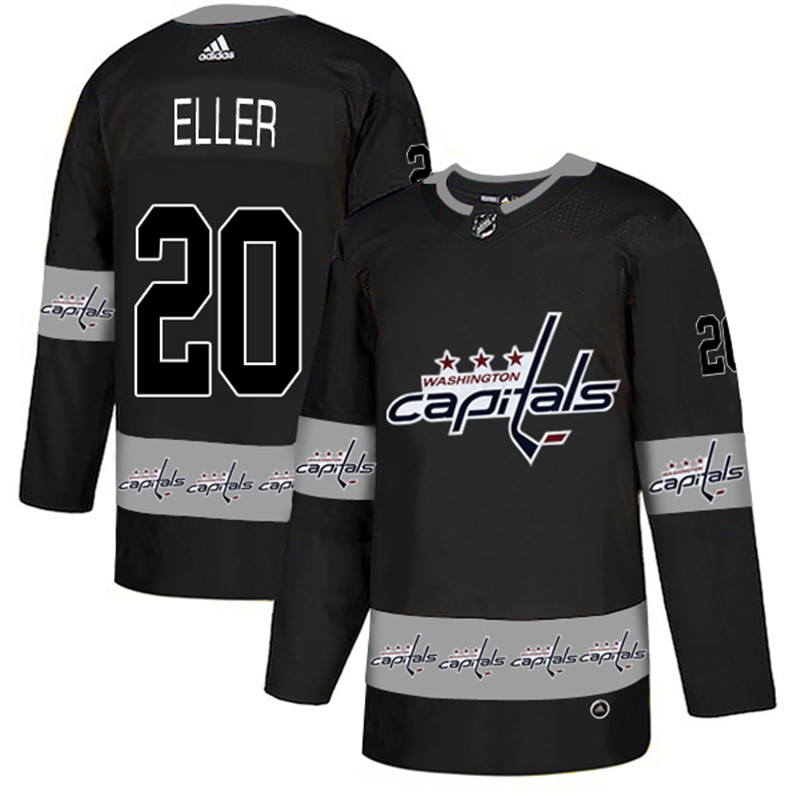 Capitals 20 Lars Eller Black Team Logos Fashion  Jersey