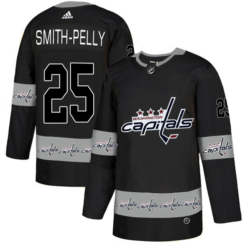 Capitals 25 Devante Smith Pelly Black Team Logos Fashion  Jersey