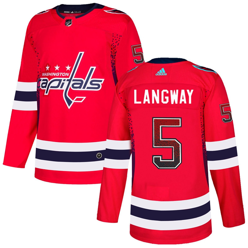 Capitals 5 Rod Langway Red Drift Fashion  Jersey