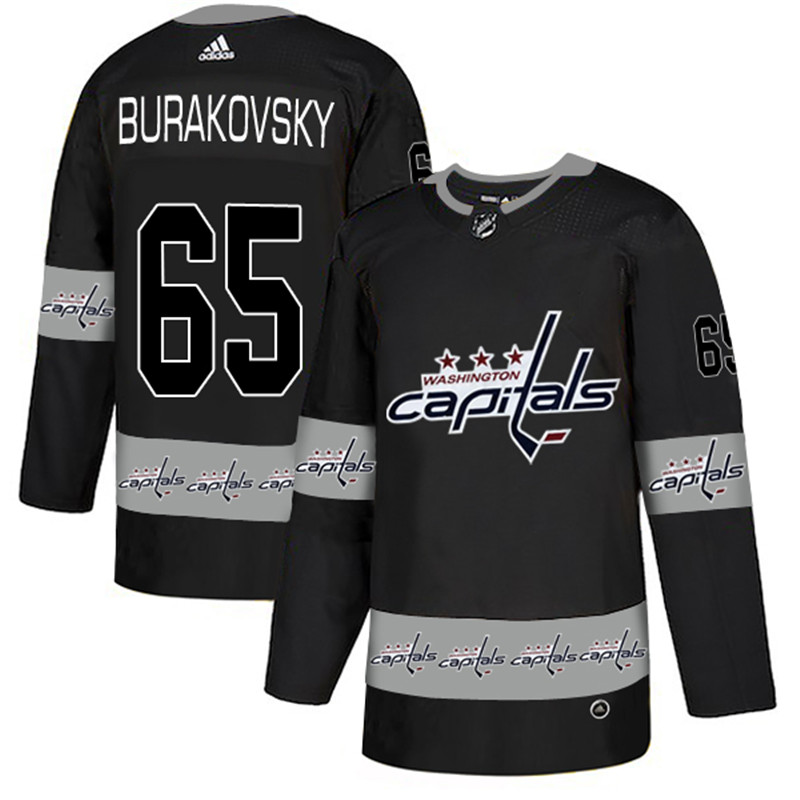 Capitals 65 Andre Burakovsky Black Team Logos Fashion  Jersey