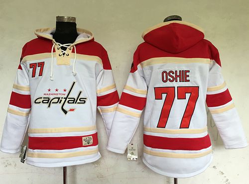 Capitals 77 T J Oshie White Sawyer Hooded Sweatshirt Stitched NHL Jersey