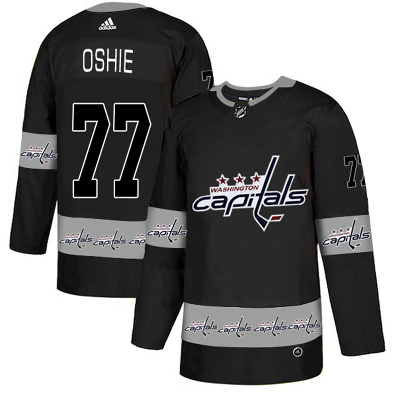 Capitals 77 T.J. Oshie Black Team Logos Fashion  Jersey