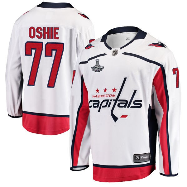 Capitals 77 T.J. Oshie White 2018 Stanley Cup Champions  Jersey