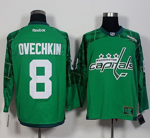 Capitals 8 Alex Ovechkin Green St Patricks Day New Stitched NHL Jersey