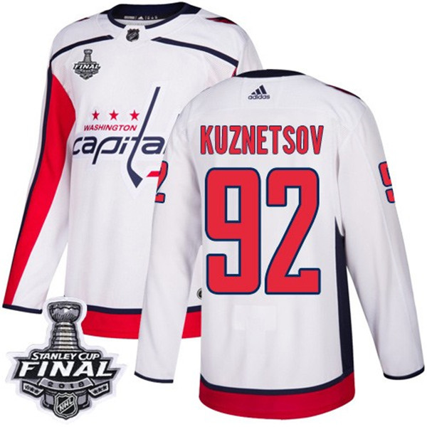 Capitals 92 Evgeny Kuznetsov White 2018 Stanley Cup Final Bound  Jersey