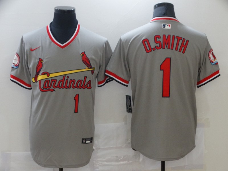 Cardinals 1 O.Smith Gray Nike Throwback Jersey