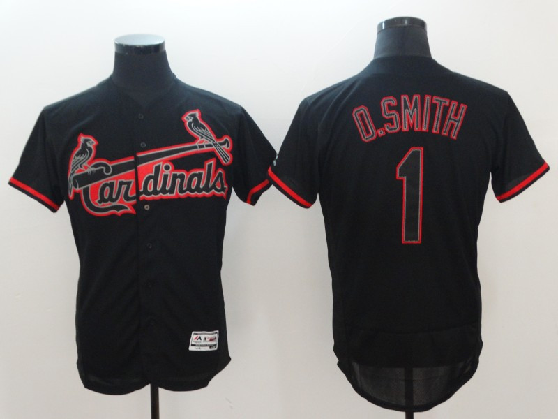 Cardinals 1 Ozzie Smith Black Flexbase Jersey