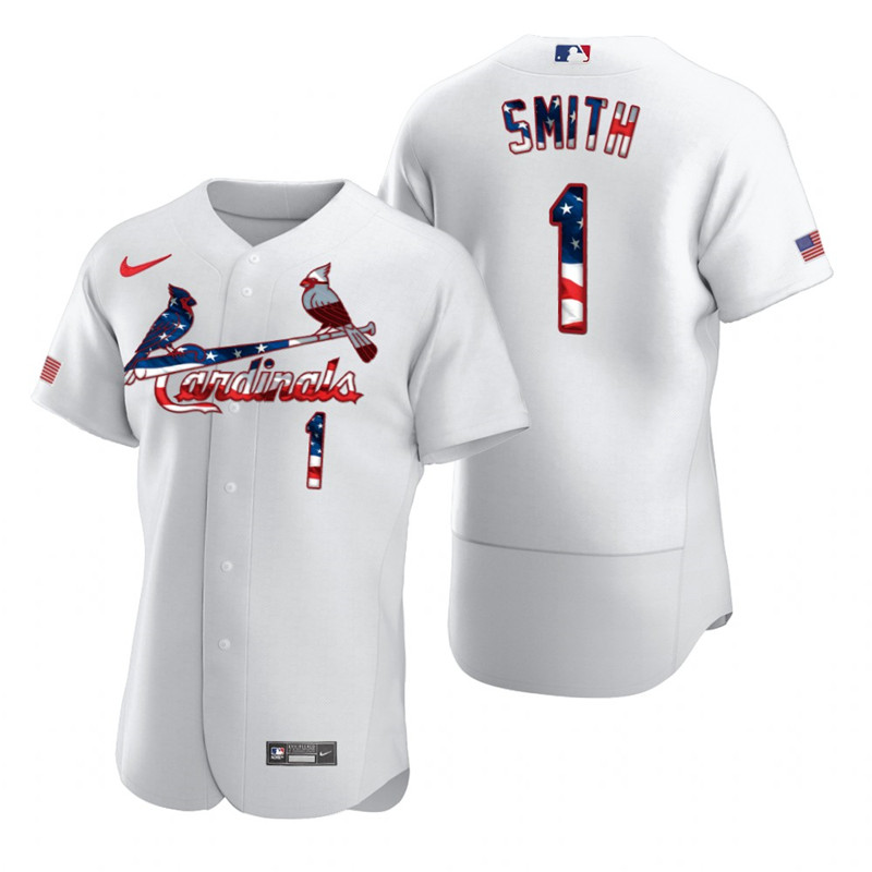 Cardinals 1 Ozzie Smith White USA Flag Fashion Nike Cool Base Jersey