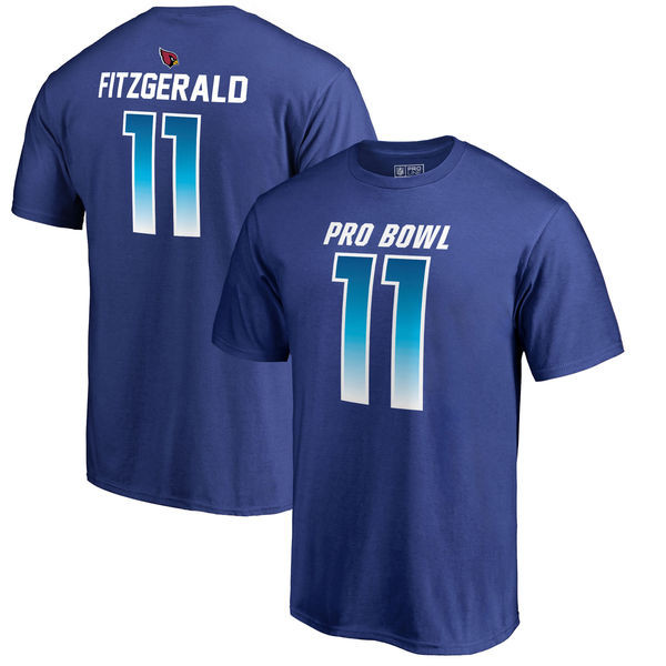 Cardinals 11 Larry Fitzgerald NFC NFL Pro Line by Fanatics Branded 2018 Pro Bowl Stack Name & Number T Shirt Royal