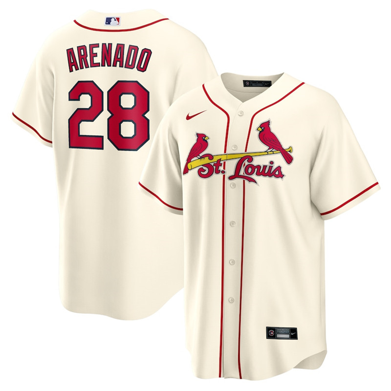 Cardinals 28 Nolan Arenado Cream Nike Cool Base Jersey