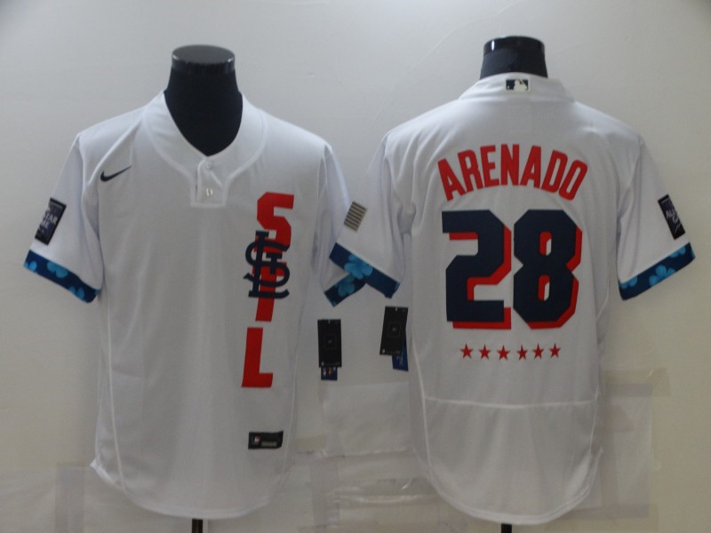 Cardinals 28 Nolan Arenado White Nike 2021 MLB All Star Flexbase Jersey