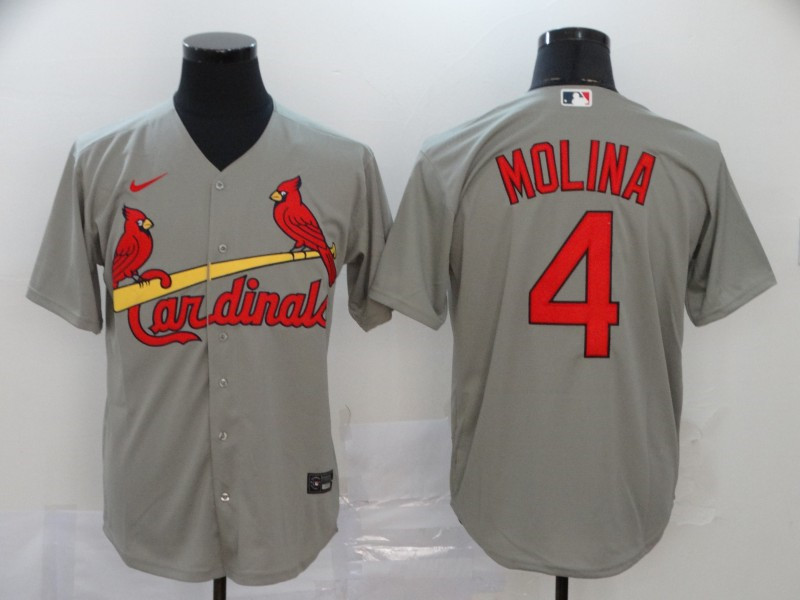 Cardinals 4 Yadier Molina Gray 2020 Nike Cool Base Jersey