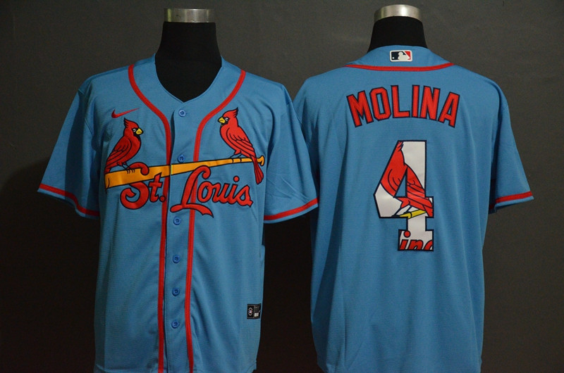 Cardinals 4 Yadier Molina Light Blue 2020 Nike Cool Base Fashion Jersey