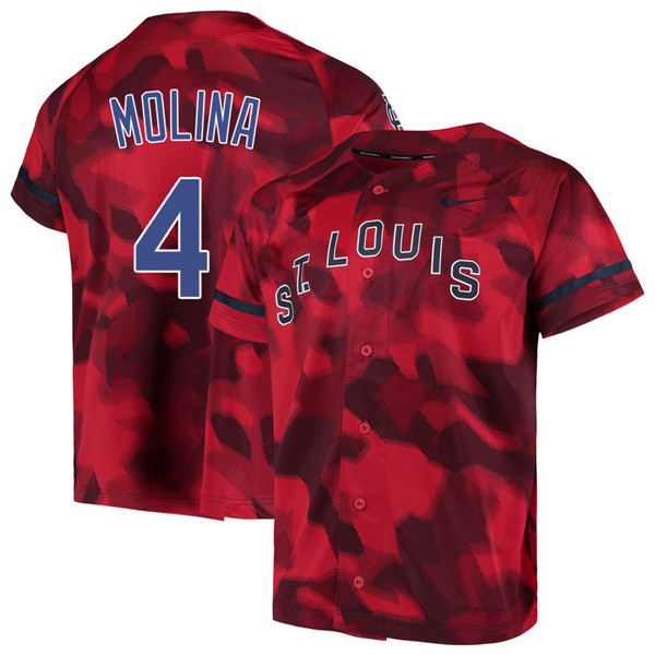 Cardinals 4 Yadier Molina Red Camo Fashion Jersey