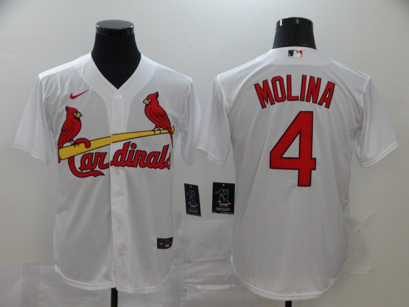 Cardinals 4 Yadier Molina White 2020 Nike Cool Base Jersey