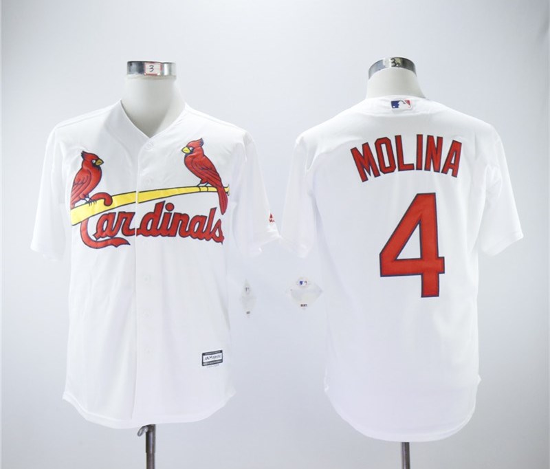 Cardinals 4 Yadier Molina White Cool Base Jersey