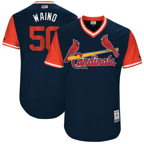 Cardinals 50 Adam Wainwright Waino Majestic Navy 2017 Players Weekend Jersey