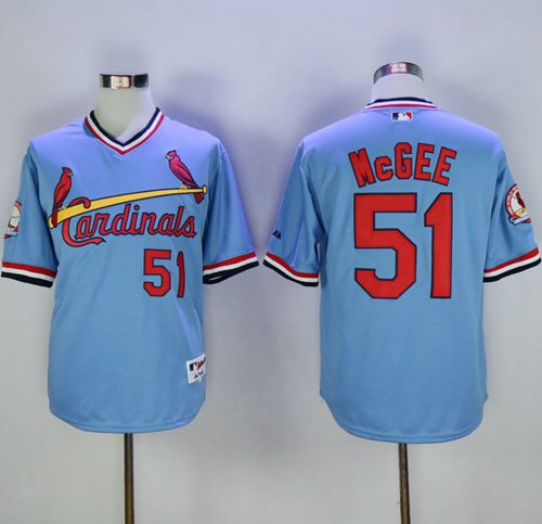 Cardinals 51 Willie McGee Blue Cooperstown Throwback Stitched MLB Jersey