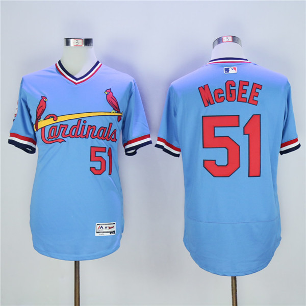 Cardinals 51 Willie McGee Light Blue Cooperstown Flexbase Jersey