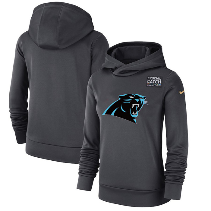 Carolina Panthers Anthracite Women's  Crucial Catch Performance Hoodie