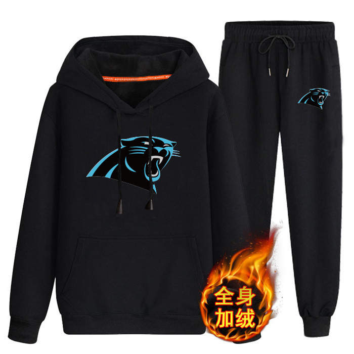 Carolina Panthers Black Plus Velvet Pullover Hoodie & Pant