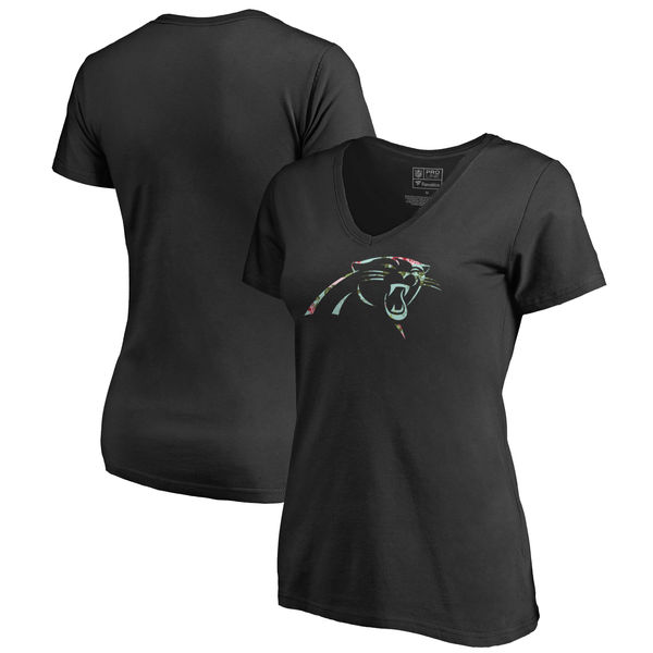 Carolina Panthers NFL Pro Line by Fanatics Branded Women's Lovely Plus Size V Neck T Shirt Black