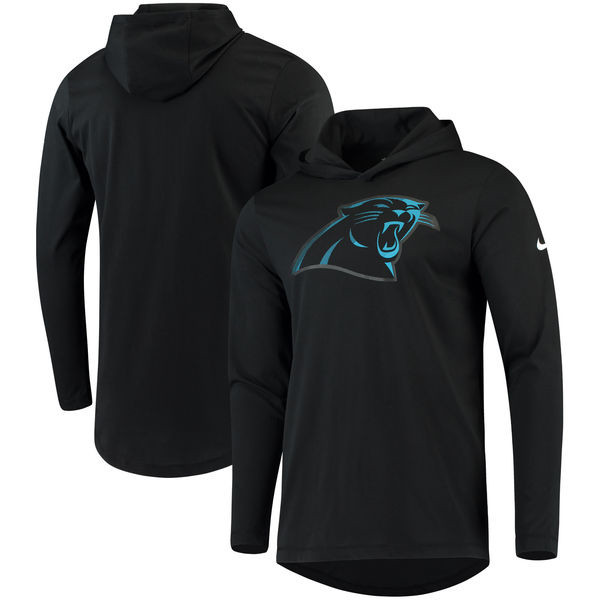 Carolina Panthers  Blend Performance Hooded Long Sleeve T Shirt Black