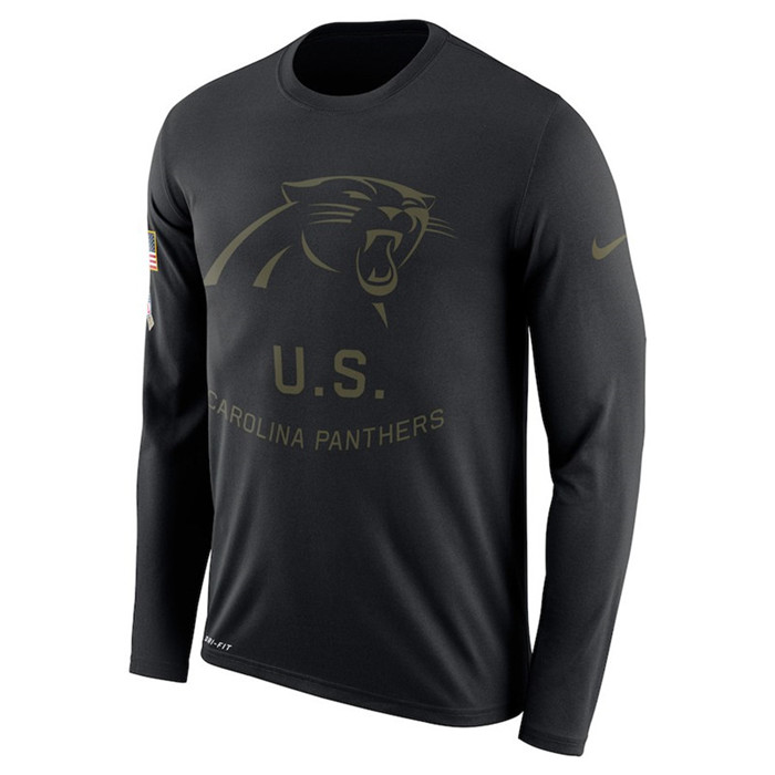 Carolina Panthers  Salute to Service Sideline Legend Performance Long Sleeve T Shirt Black