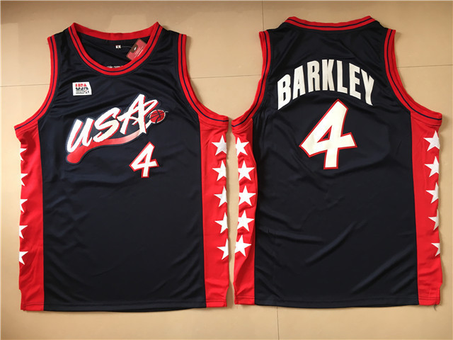 Charles Barkley 1996 Atalanta olympics usa dream team usa Blue jersey