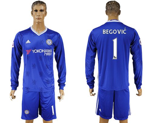 Chelsea 1 Begovic Home Long Sleeves Soccer Club Jersey