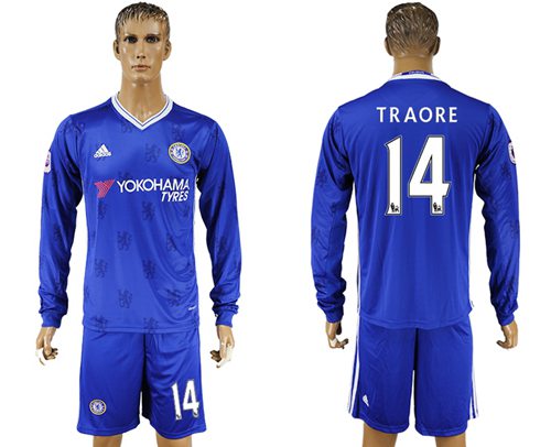 Chelsea 14 Traore Home Long Sleeves Soccer Club Jersey