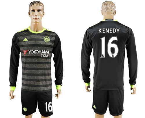 Chelsea 16 Kenedy Sec Away Long Sleeves Soccer Club Jersey