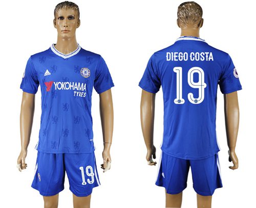 Chelsea 19 Diego Costa UEFA Champions League Home Soccer Club Jersey