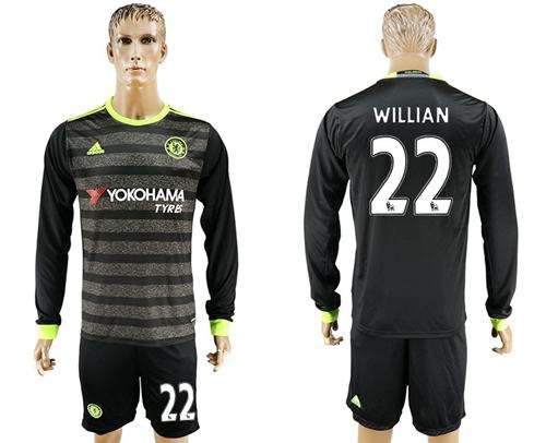 Chelsea 22 Willian Sec Away Long Sleeves Soccer Club Jersey