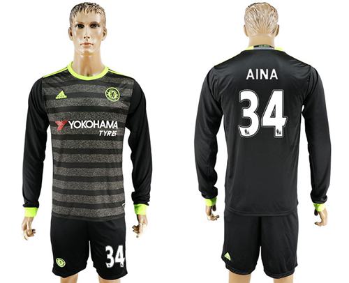 Chelsea 34 Aina Sec Away Long Sleeves Soccer Club Jersey