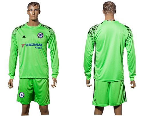 Chelsea Blank Green Goalkeeper Long Sleeves Soccer Club Jersey