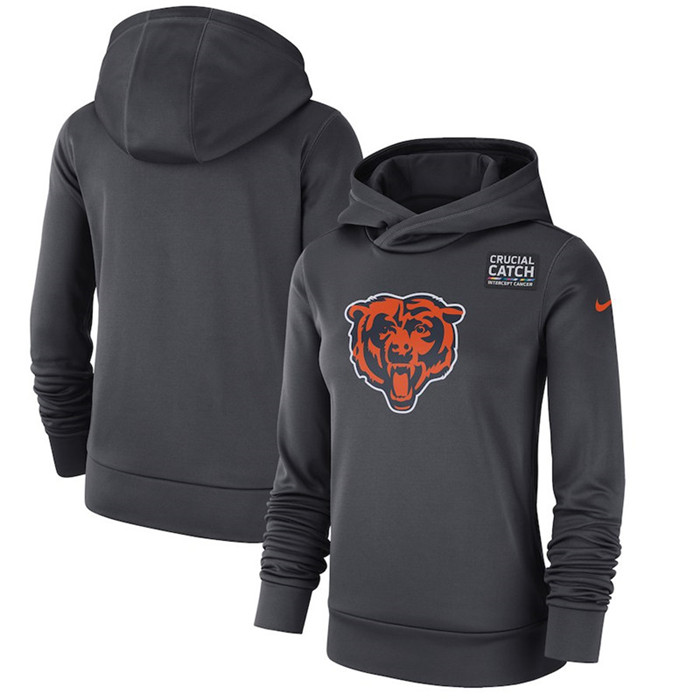 Chicago Bears Anthracite Women's  Crucial Catch Performance Hoodie