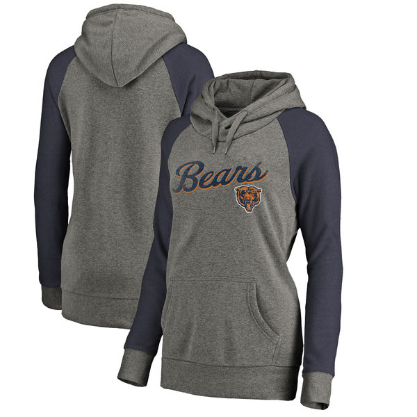 Chicago Bears NFL Pro Line by Fanatics Branded Women's Timeless Collection Rising Script Plus Size Tri Blend Hoodie Ash