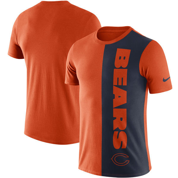 Chicago Bears  Coin Flip Tri Blend T Shirt OrangeNavy