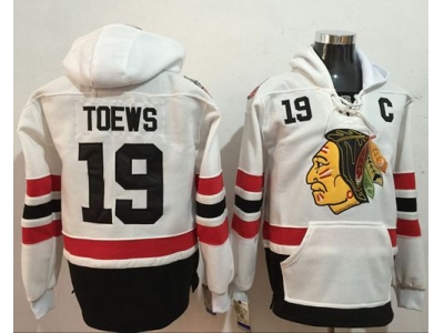 Chicago Blackhawks 19 Jonathan Toews White Name and Number Pullover NHL Hoodie